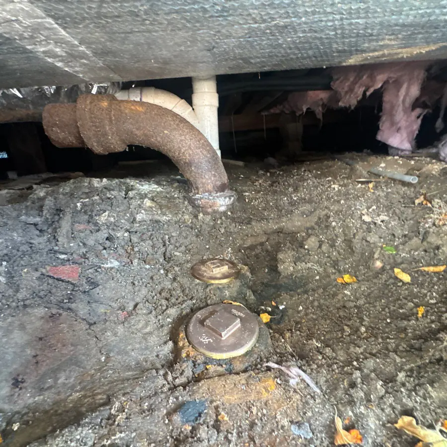 Failed sewage line in a Westhampton Beach crawlspace