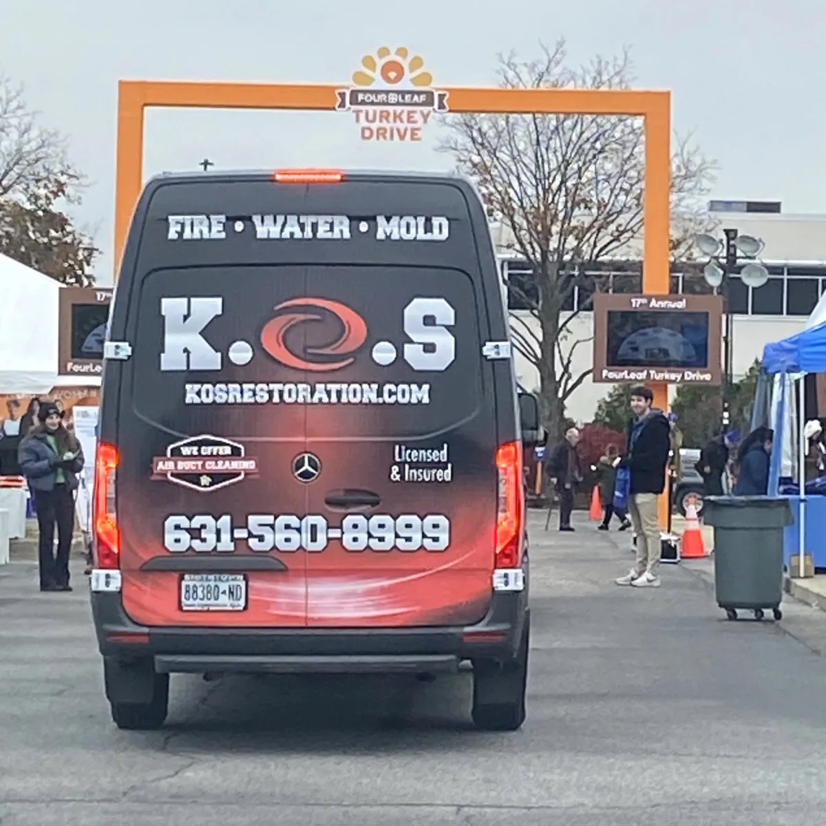 K.O.S. Restoration van arriving at the Four Leaf Turkey Drive
