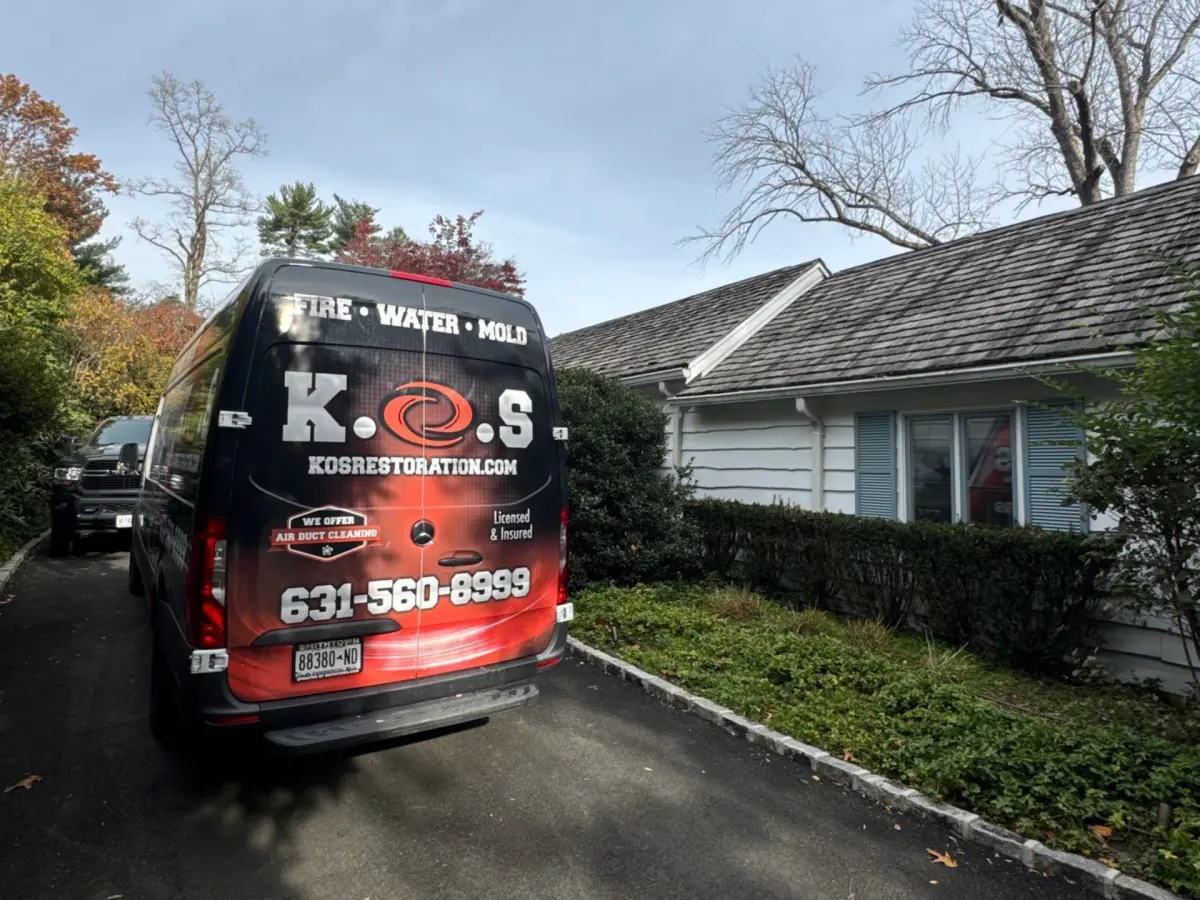 Attic mold remediation at a home in Locust Valley NY by K.O.S. Restoration