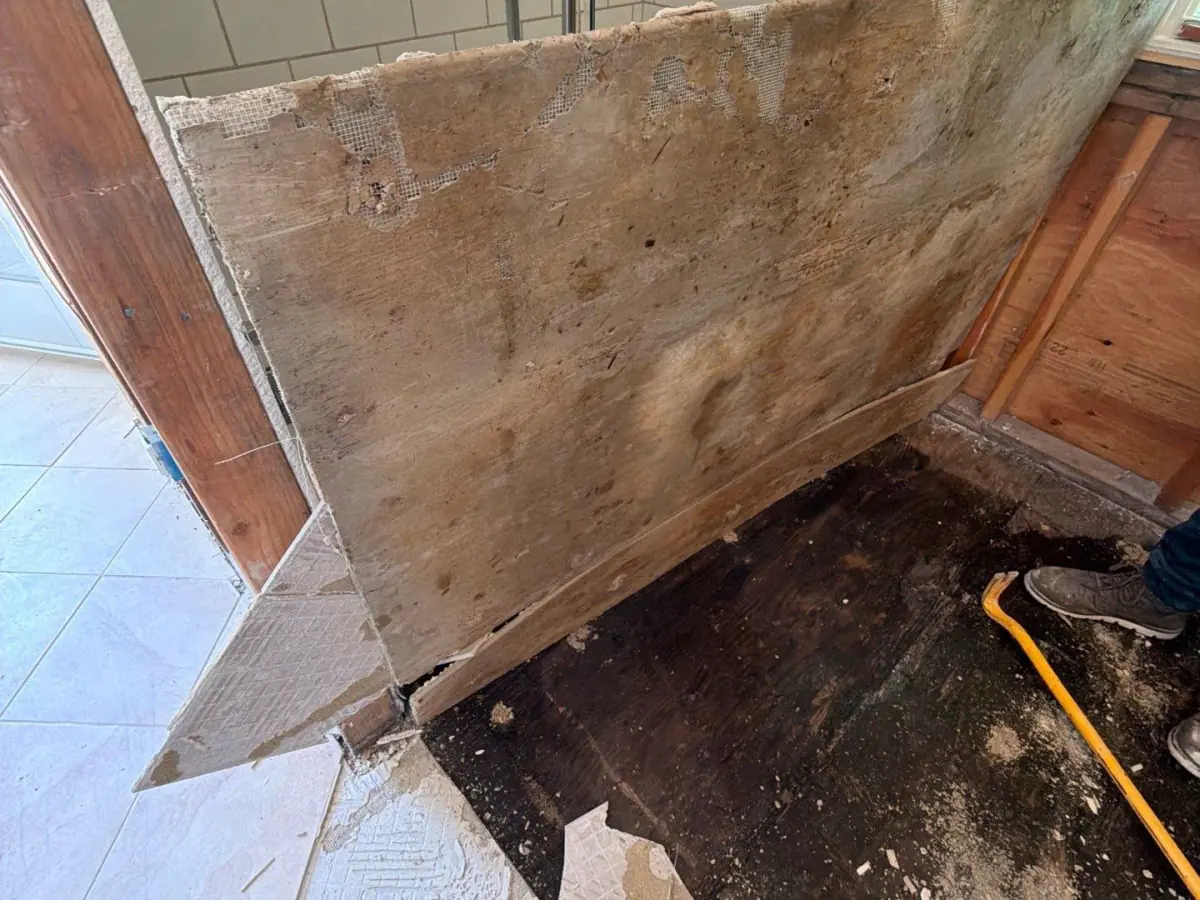 water damaged tile flooring