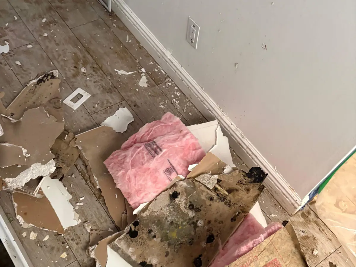Water damage from ceiling after flood at home in Westhampton Beach NY