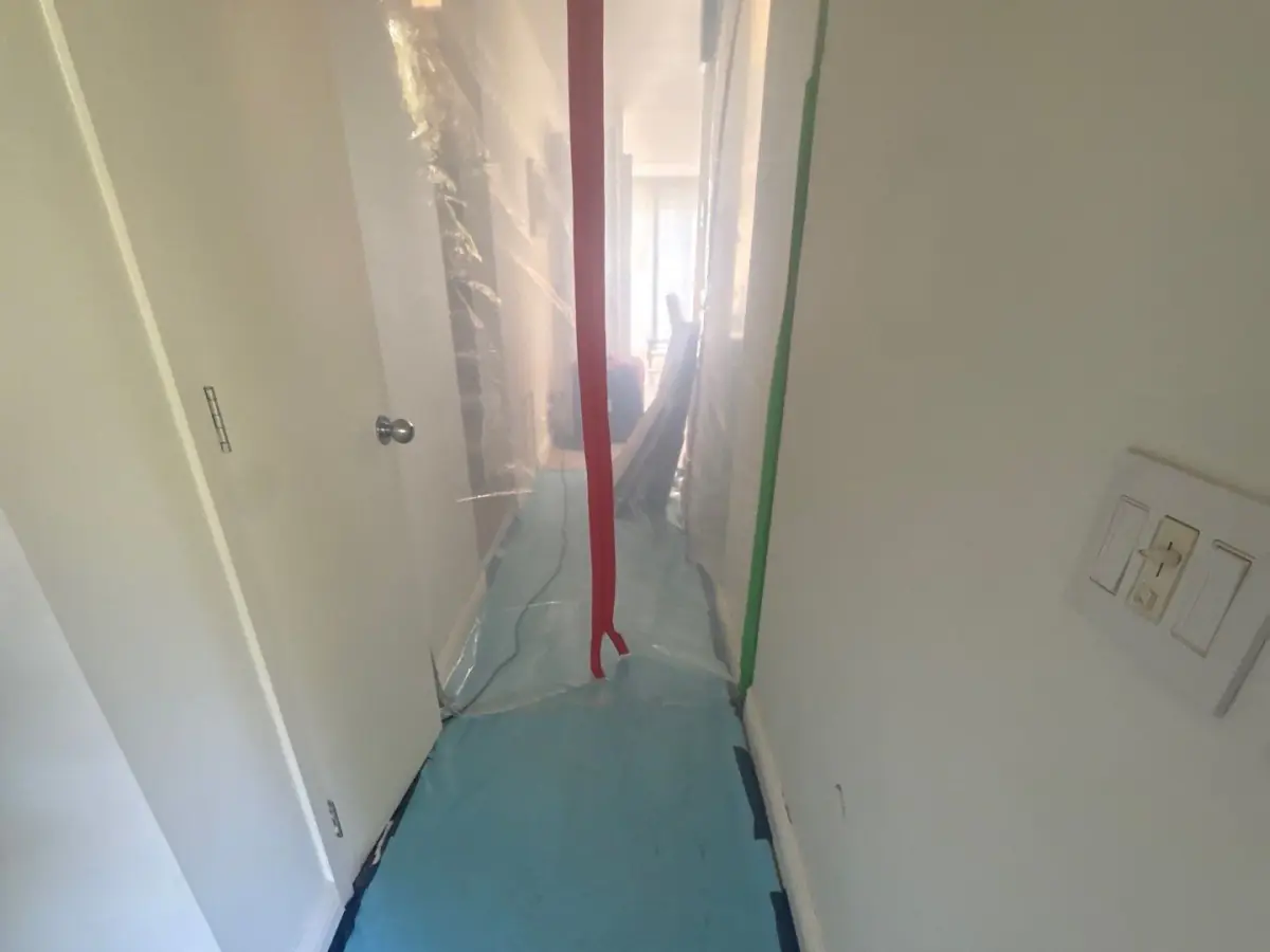 Containment area setup after flood at home in Westhampton Beach NY
