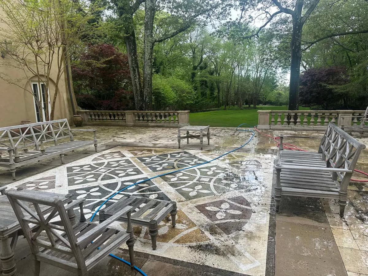 Patio cleaning at a Long Island home in Suffolk County NY