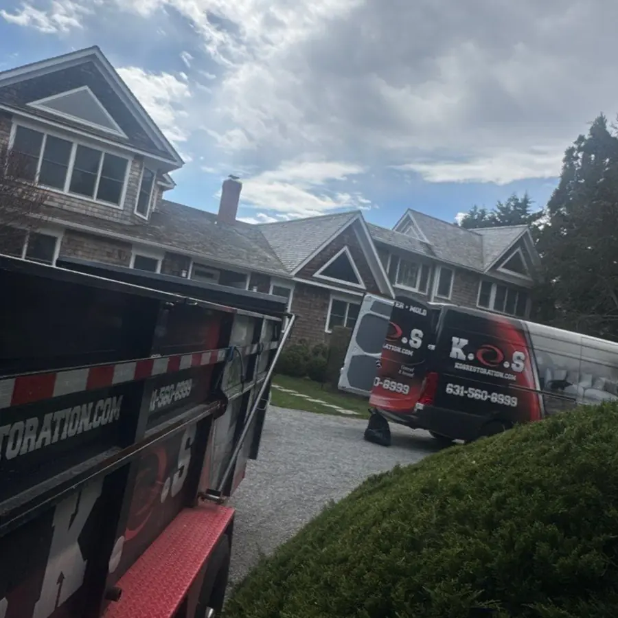 K.O.S. truck on site at a Hamptons home for a sewage cleanup